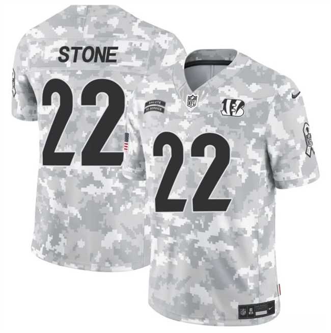 Mens Cincinnati Bengals #22 Geno Stone 2024 F.U.S.E Arctic Camo Salute To Service Limited Stitched Football Jersey Dzhi